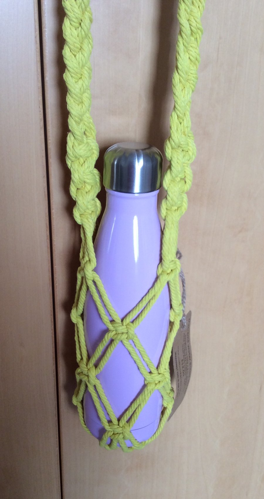 Macrame Water Bottle Holder Yellow Folksy