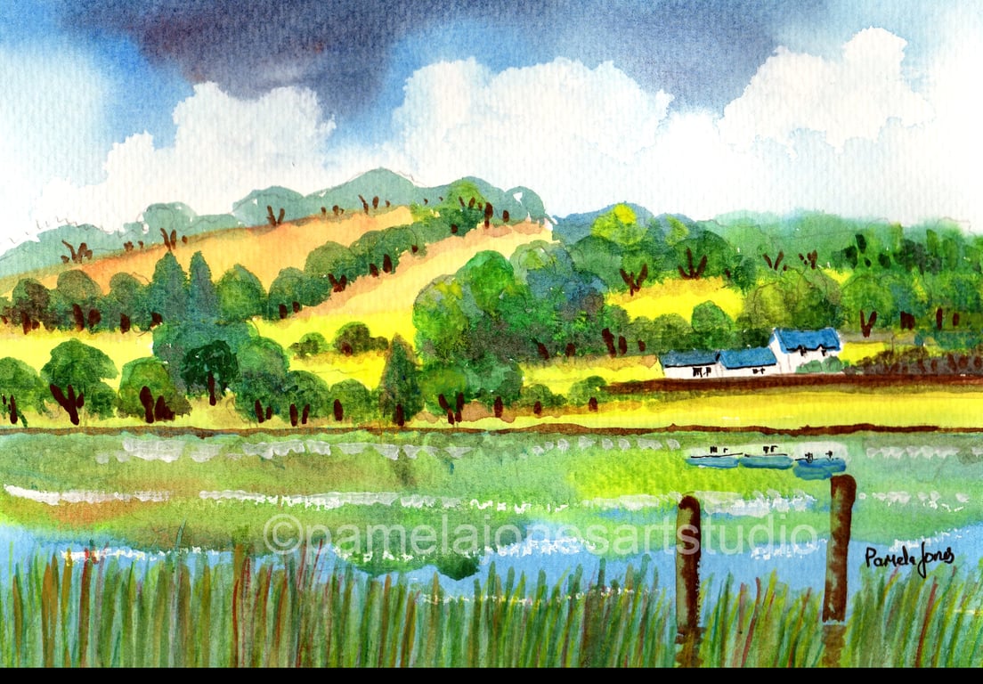 Talley Lake, Llandeilo, Original Watercolour in 14 x 11 '' Mount