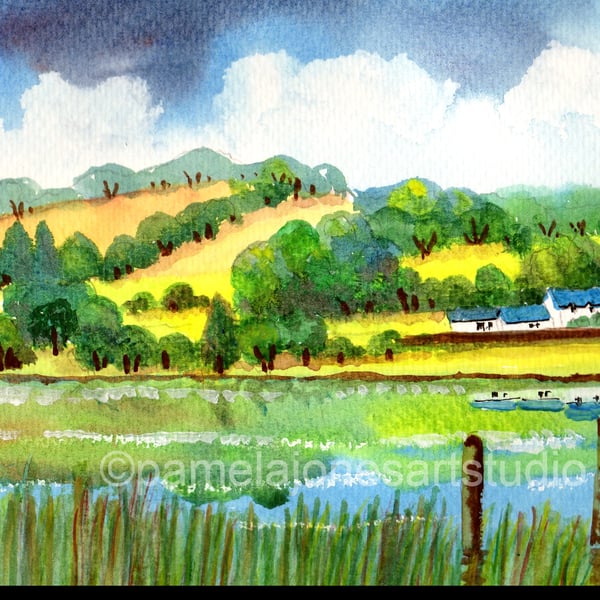 Talley Lake, Llandeilo, Original Watercolour in 14 x 11 '' Mount