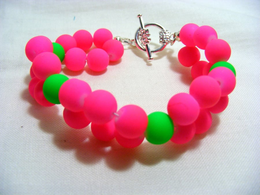 Fuchsia and Lime Neon Bracelet