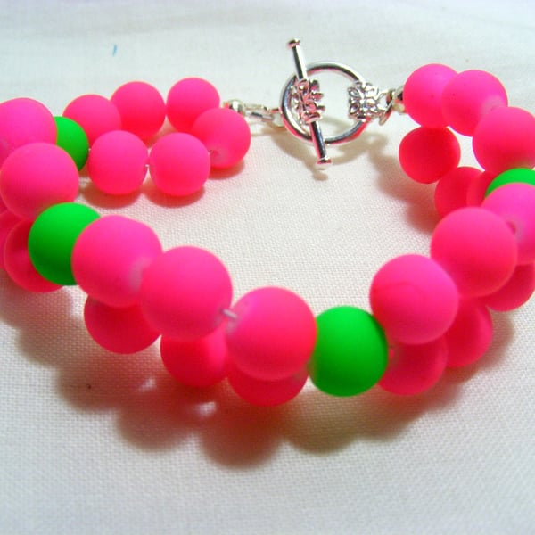 Fuchsia and Lime Neon Bracelet