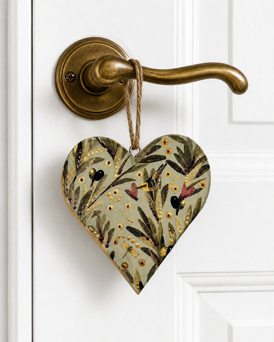 Decoupage wood heart