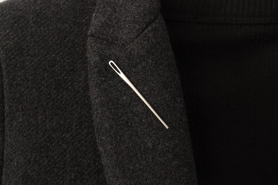 Needle brooch, silver brooch pin, sewing brooch
