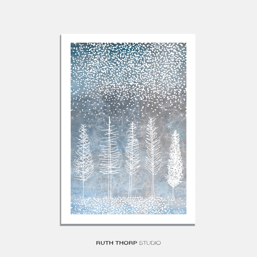 Winter Trees Illustrated Art Print