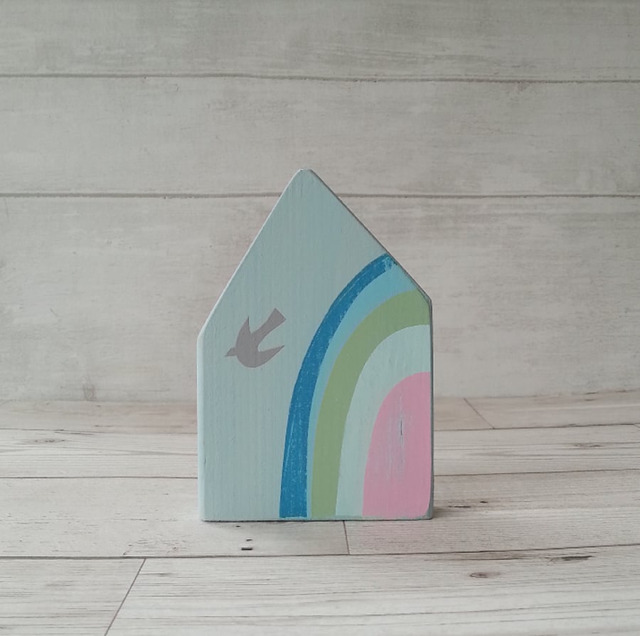 Wooden House, Rainbow House, House Ornament