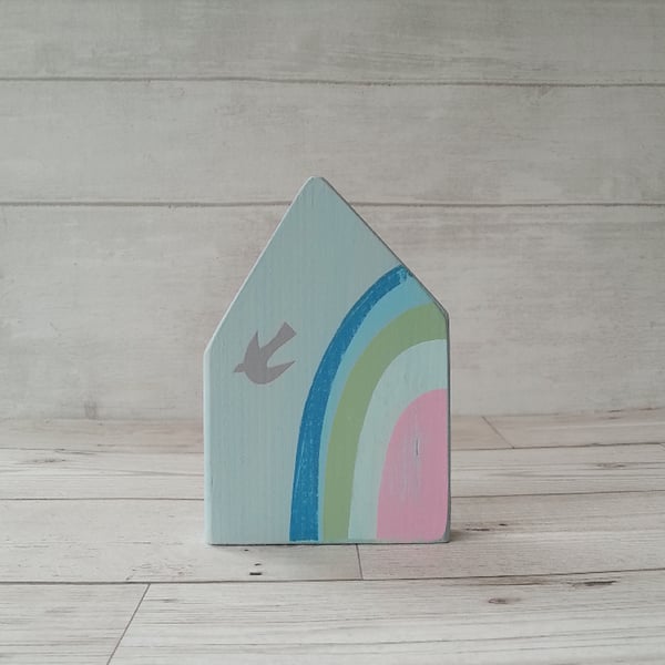 Wooden House, Rainbow House, House Ornament