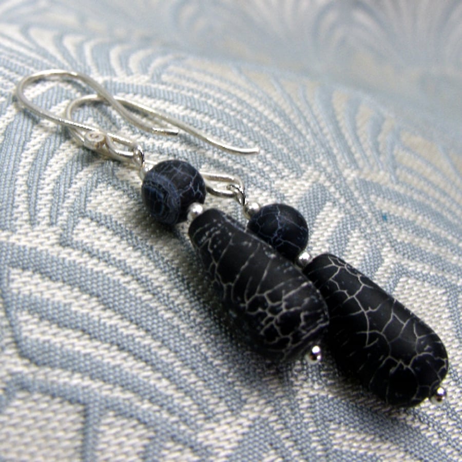 Black Earrings UK, Black Dangle Earrings, Black Handmade Earrings  DD16 