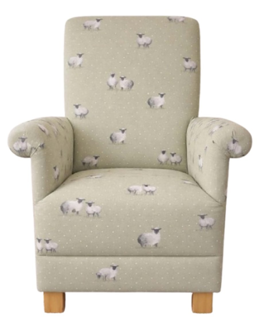 Fryetts Sheepy Green Fabric Chair Nursery Armchair Lambs Farmyard Small Nursing