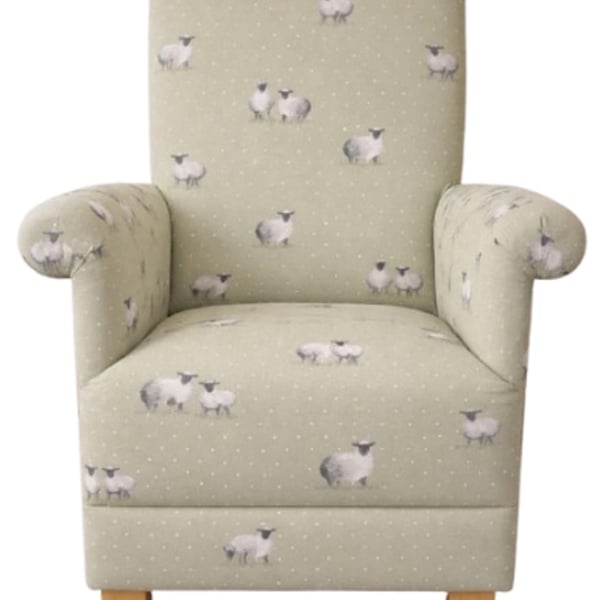Fryetts Sheepy Green Fabric Chair Nursery Armchair Lambs Farmyard Small Nursing