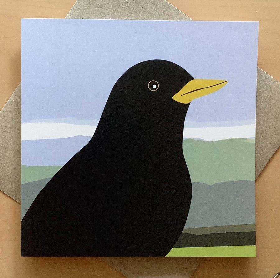 Greetings card - blackbird - bird card