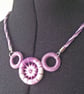 Dorset Button & Kumihimo Braid Statement Necklace, Lilac, Purple, White - Image 3