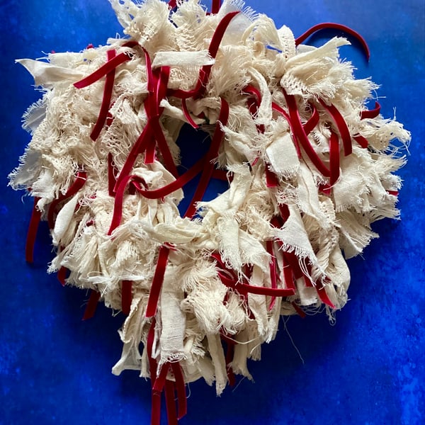 The Shabbiest of Chic Mixed Cotton and red velvet Heart