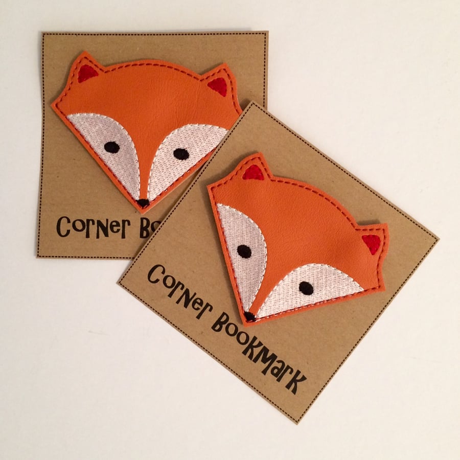Fox Bookmark - Fox Gift - Embroidered Corner Bookmark - Bookmark