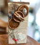 Handcrafted Red Oak Rustic Christmas Block Display. Live Edge Freestanding Decor