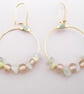 Healing Crystals Gold Hoop Earring Glass Bead and Jade, Fluorite,Yellow Calcite  - Image 3