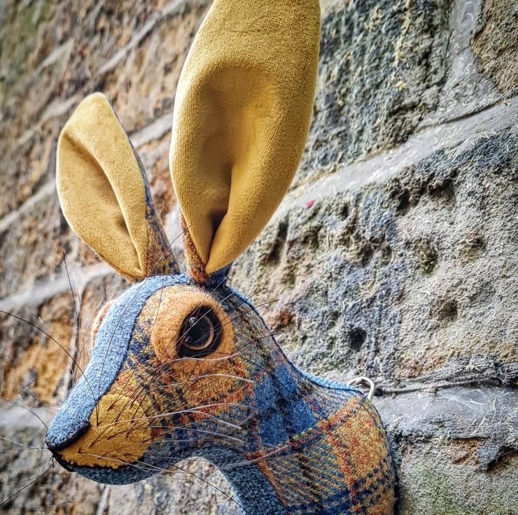 Faux hare head wall mount in saffron and pale b... - Folksy