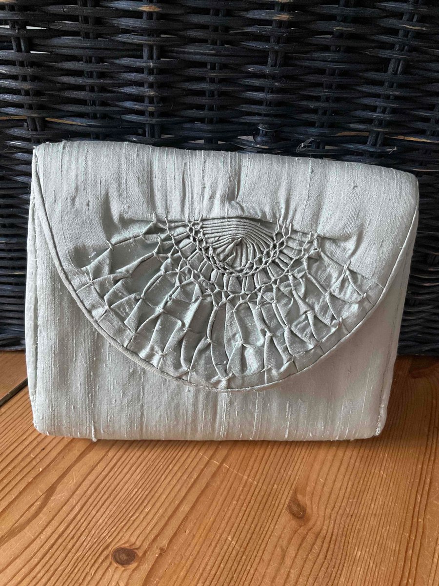 Hand Smocked Silk Clutch Bag or Purse