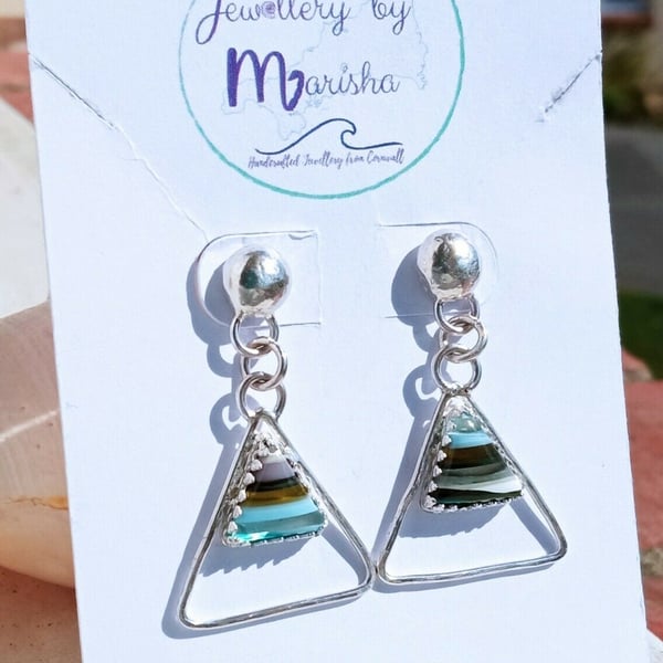 Surfite Earrings Sterling Silver Jewellery Gift Triangle Gift Box Handmade 