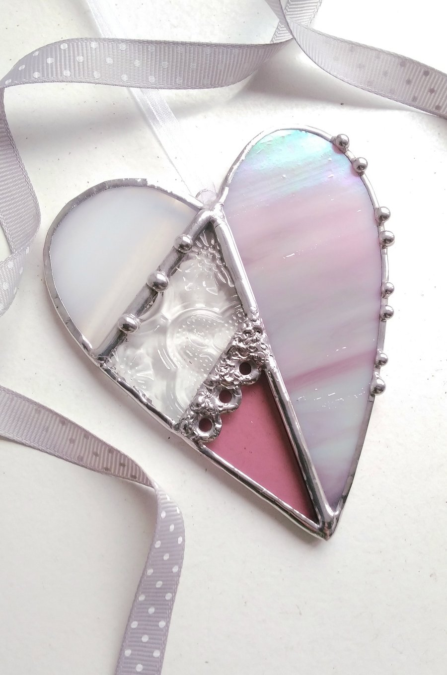 Stained Glass Heart - Iridised Pink