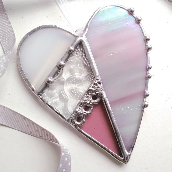 Stained Glass Heart - Iridised Pink