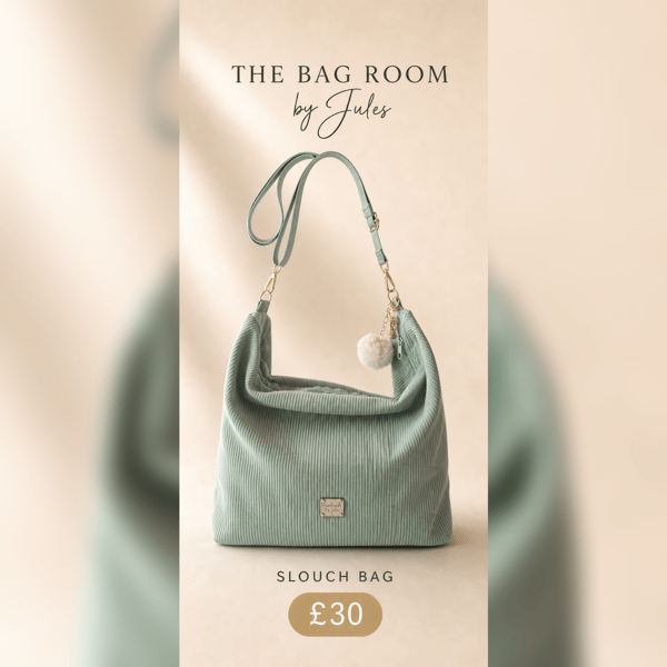 Mint Corduroy Slouch Bag