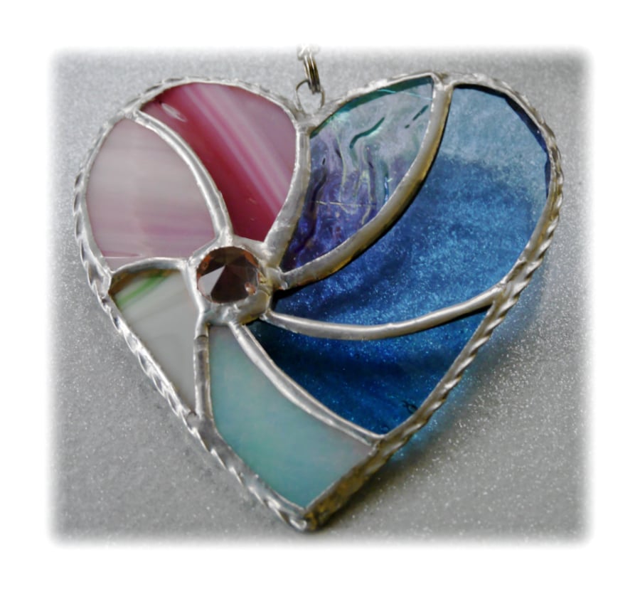 Pastel Swirl Heart Stained Glass Suncatcher 017