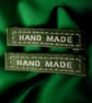 Woven “Hand Made” craft labels Green