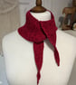 Chery Red shimmer cotton mix yarn Neckerchief scarf Handknitted 80cms