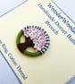 Cherry Blossom, Sakura, Dorset Button Brooch, Green, Pink, Brown, Blue - Image 2