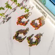 Laser Cut and Hand Cut Brass Leaf Hoop Earrings