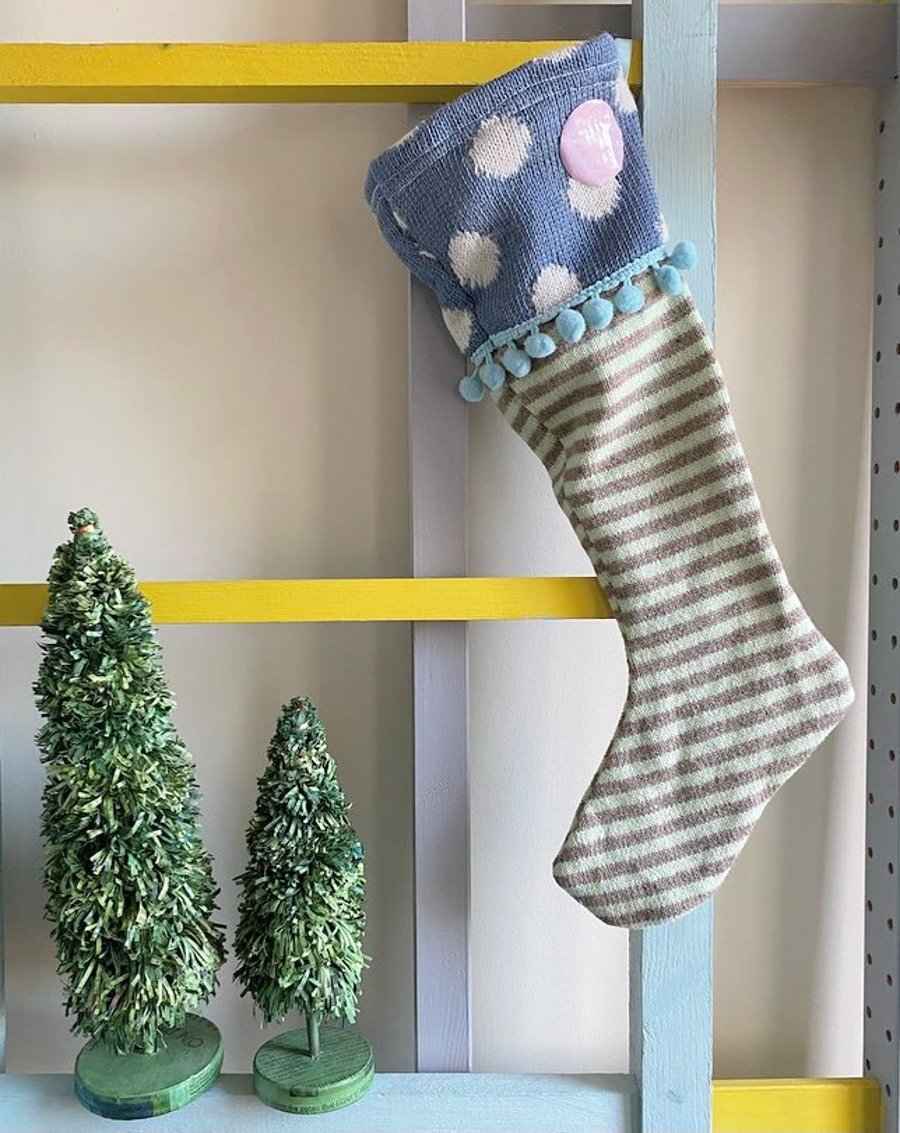 Knitted christmas stocking decorations