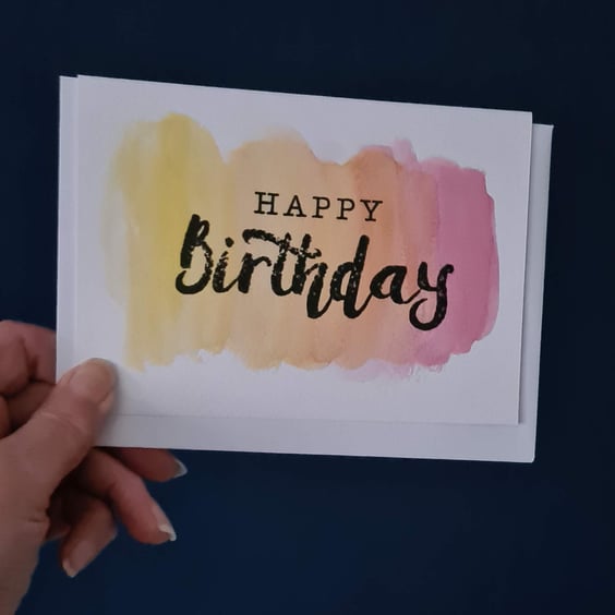 Handpainted watercolour birthday card