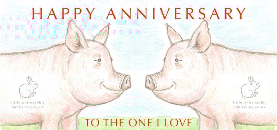 Pink Piggy Nose to Nose - Anniversary Card