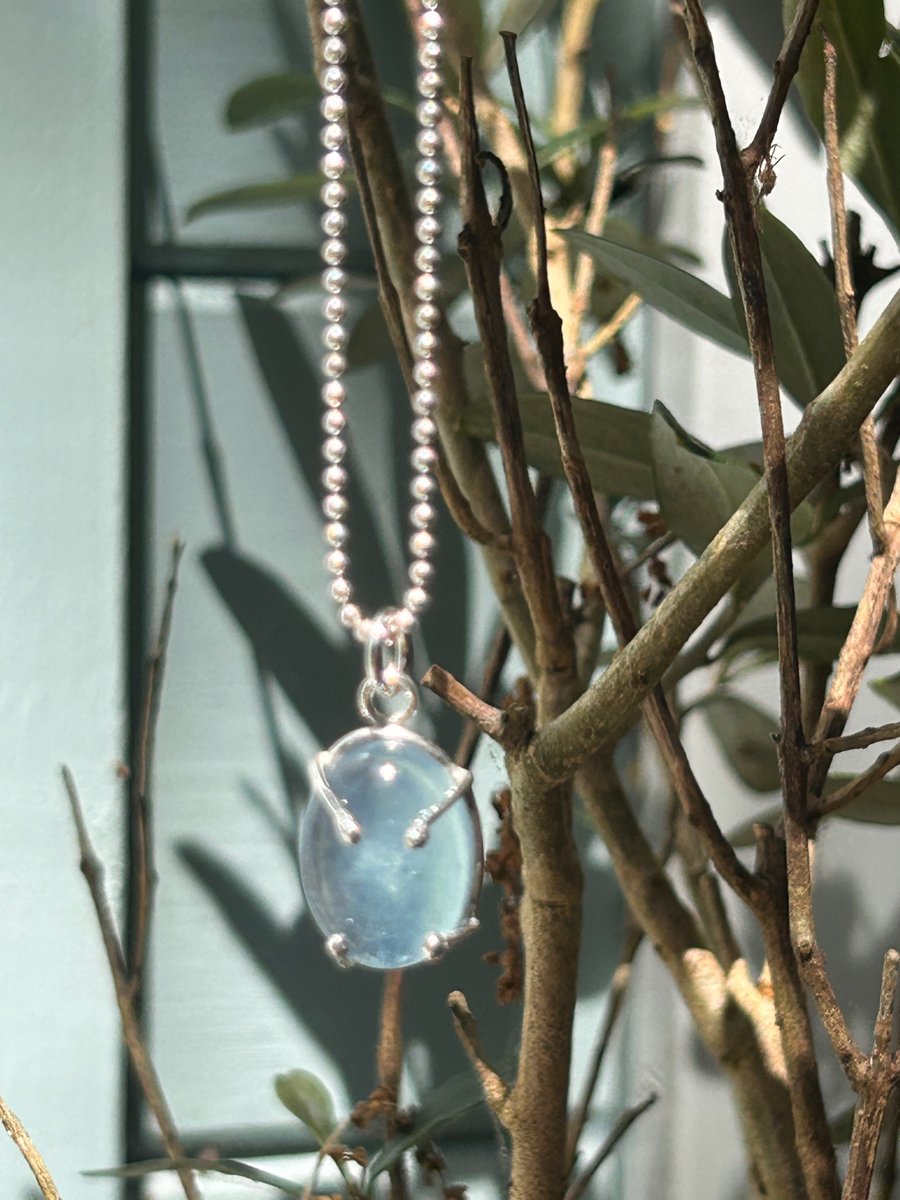 Aquamarine silver necklace 