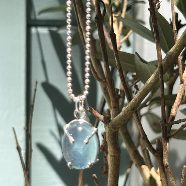 Aquamarine silver necklace 