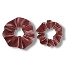 Set of 2 - Rose Pink Velvet Scrunchies - Regular & Large