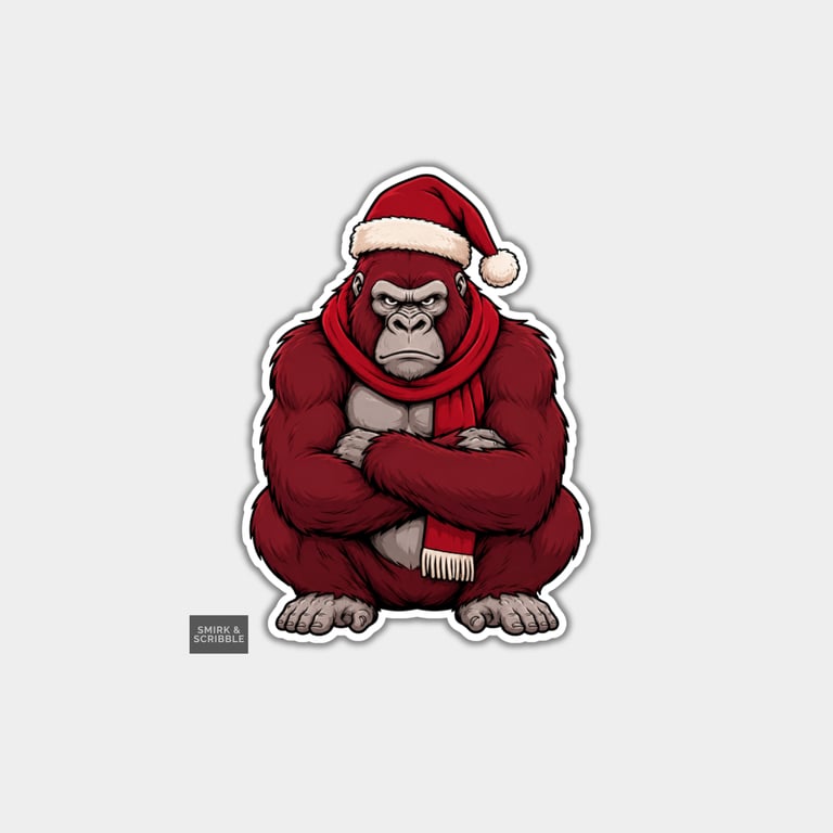 Unique Funny Christmas Sticker Xmas Decal For Adults - Grumpy Gorilla
