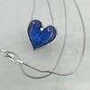 ENAMELLED HEART NECKLACE IN FINE SILVER AND STERLING SILVER