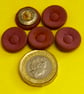 Vintage Buttons: Dusky Pink, Light Maroon Fabric, 5x 16mm - Image 2