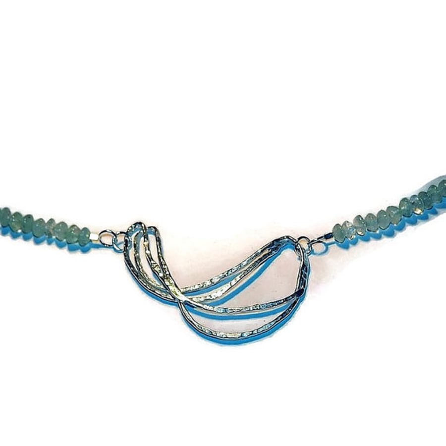 Aquamarine and sterling silver necklace