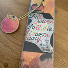 Handmade Bookmark Autumn Leaves Poem by Emily Bronte Gift Hanging Ornament