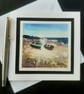 One-Off Blank Greetings Card Of Fishing Boats On A Beach. Any Occasion Notelet - Image 2