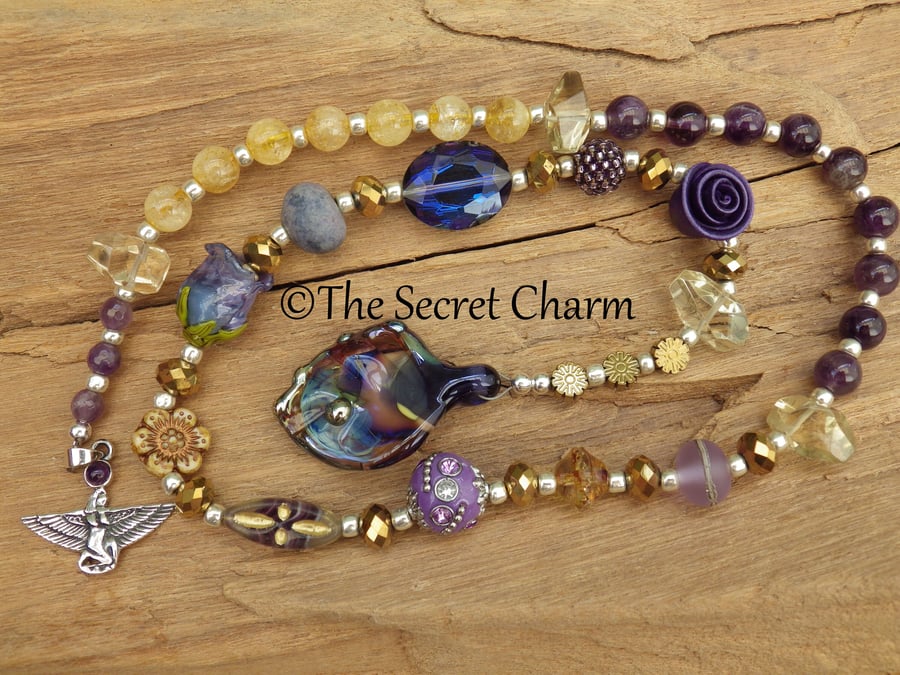 Eqyptian Goddess Isis Prayer Beads, Sterling Silver Meditation Rosary Beads OOAK