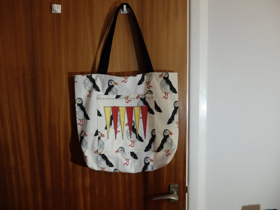 Backgammon design tote bag in Puffin fabric