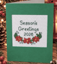 Handmade Cross Stitch Season's Greetings 2026 Christmas Card – Poinsettias