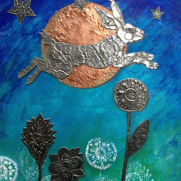 Hare painting, wall art.