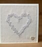 Hand Embroidered Greetings Card -Beaded Pearl Heart - Image 2