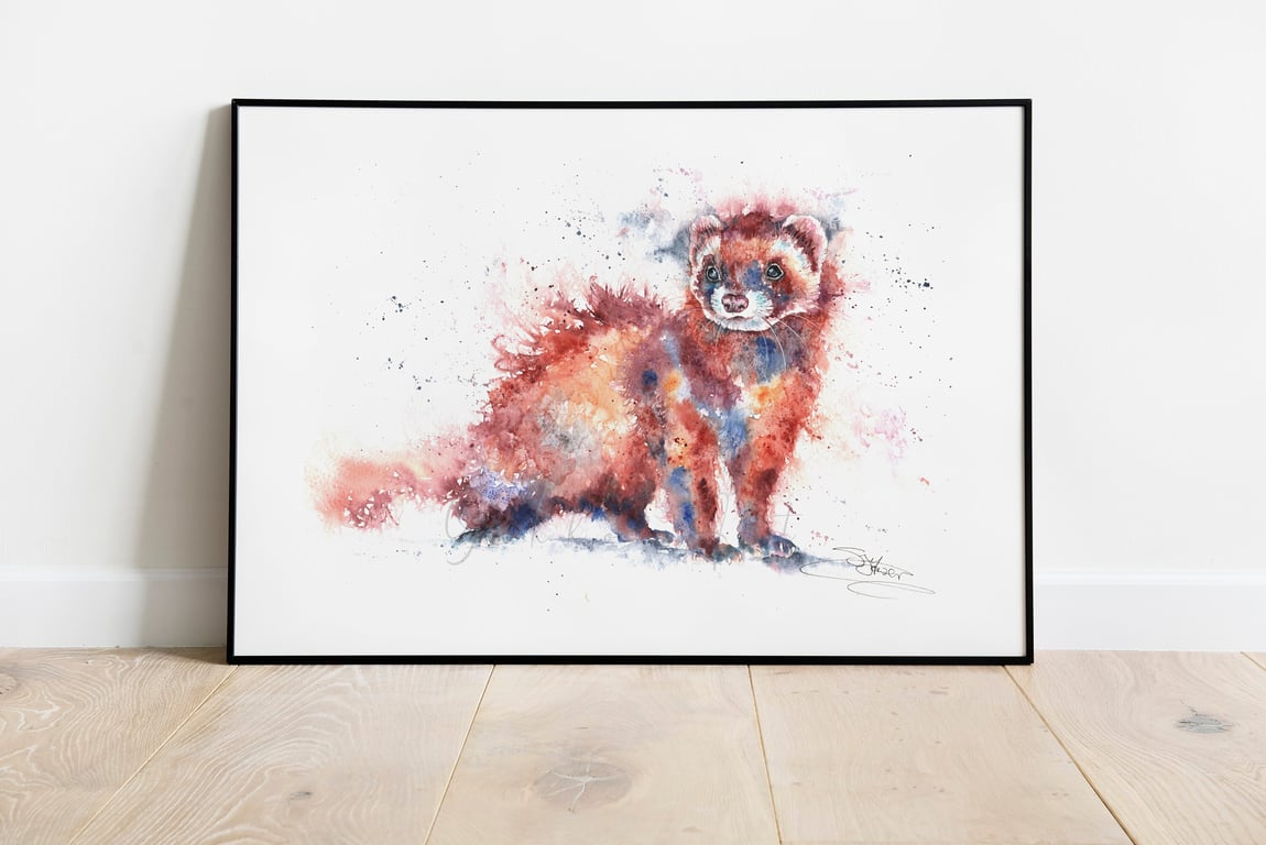 Ferret,Polecat Watercolour, Fine Art Print from an Original Watercolour Painting