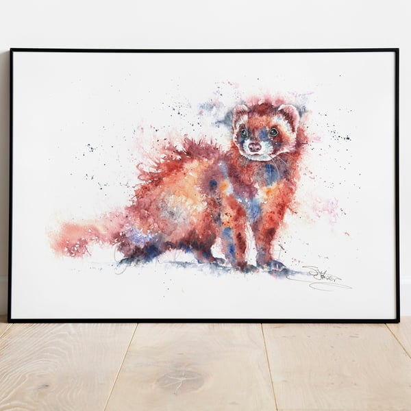 Ferret,Polecat Watercolour, Fine Art Print from an Original Watercolour Painting