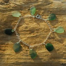 Beach glass bracelet with sterling silver